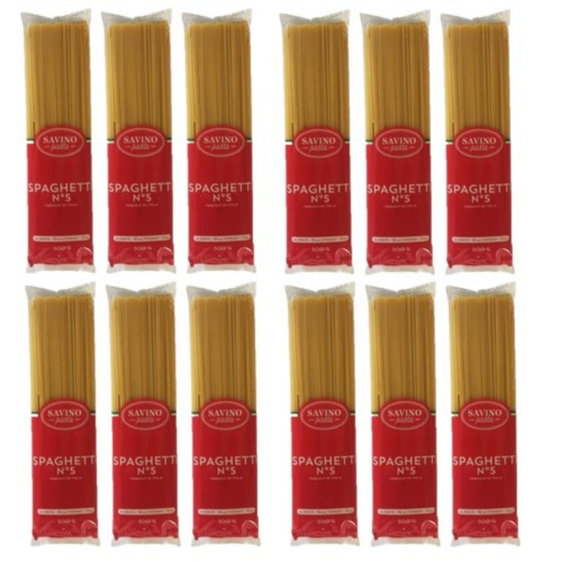 Lot 12x Pâtes Spaghetti n°5 - Paquet 500g