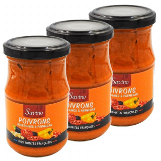 Lot 3x Sauce poivrons aubergines parmesan - Bocal 190g