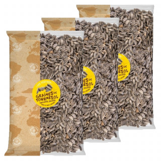 Lot 3x Graines de tournesol grillées salées - Paquet 500g