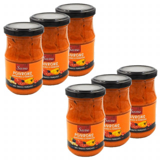 Lot 6x Sauce poivrons aubergines parmesan - Bocal 190g
