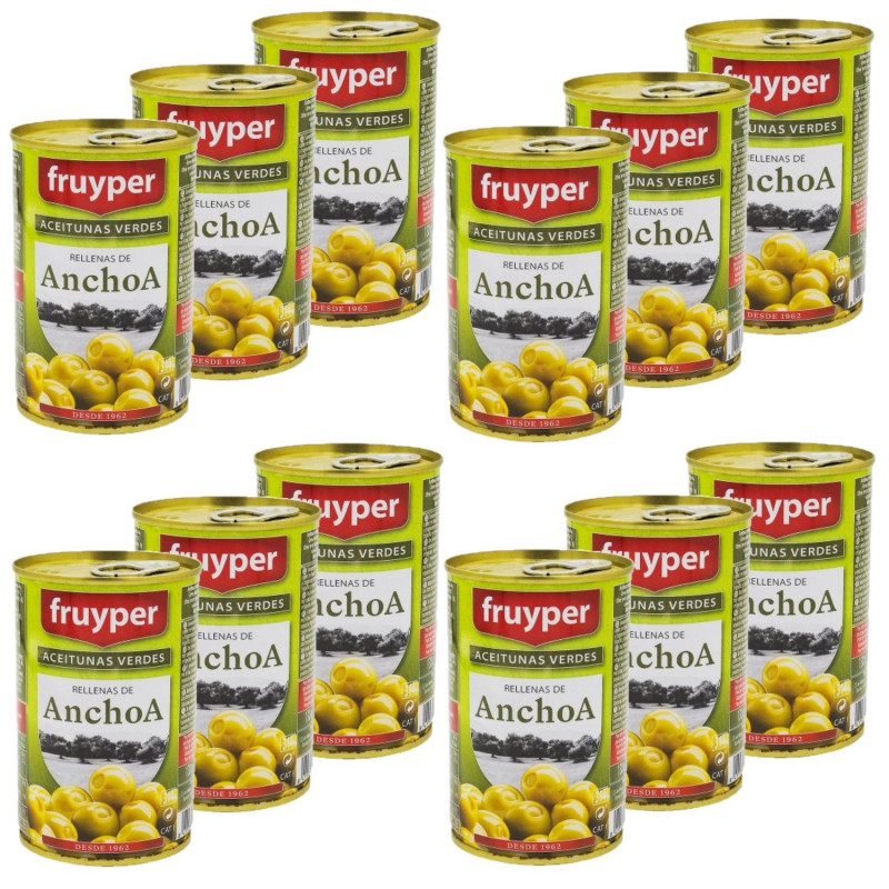 Lot 12x Olives farcies à la pâte d'anchois - Conserve 300g