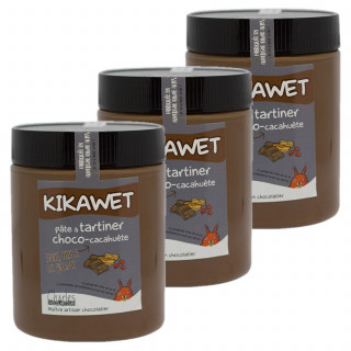 Lot 3x Pâte à tartiner chocolat cacahuète Kikawet - Pot 570g