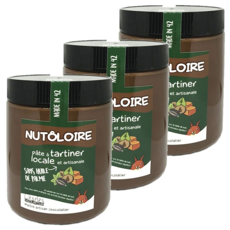 Lot 3x Pâte à tartiner noisette et caramel Nutôloire - Pot 570g