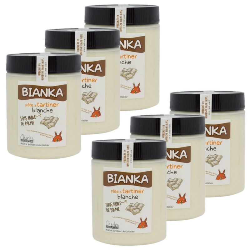 Lot 6x Pâte à tartiner chocolat blanc Bianka - Pot 570g