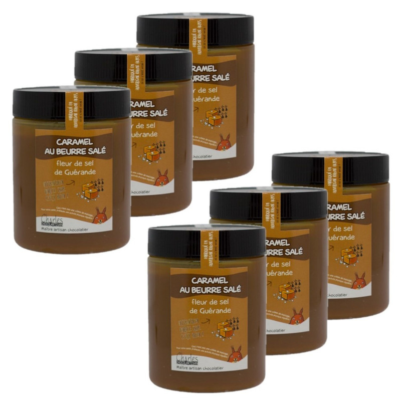 Lot 6x Caramel au beurre salé et à la fleur de sel de Guérande - Pot 570g
