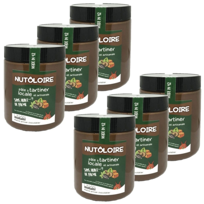 Lot 6x Pâte à tartiner noisette et caramel Nutôloire - Pot 570g