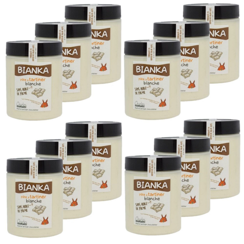 Lot 12x Pâte à tartiner chocolat blanc Bianka - Pot 570g