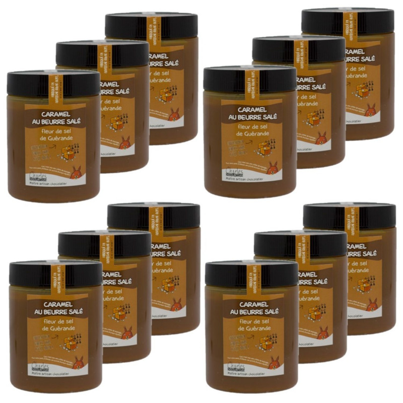 Lot 12x Caramel au beurre salé et à la fleur de sel de Guérande - Pot 570g