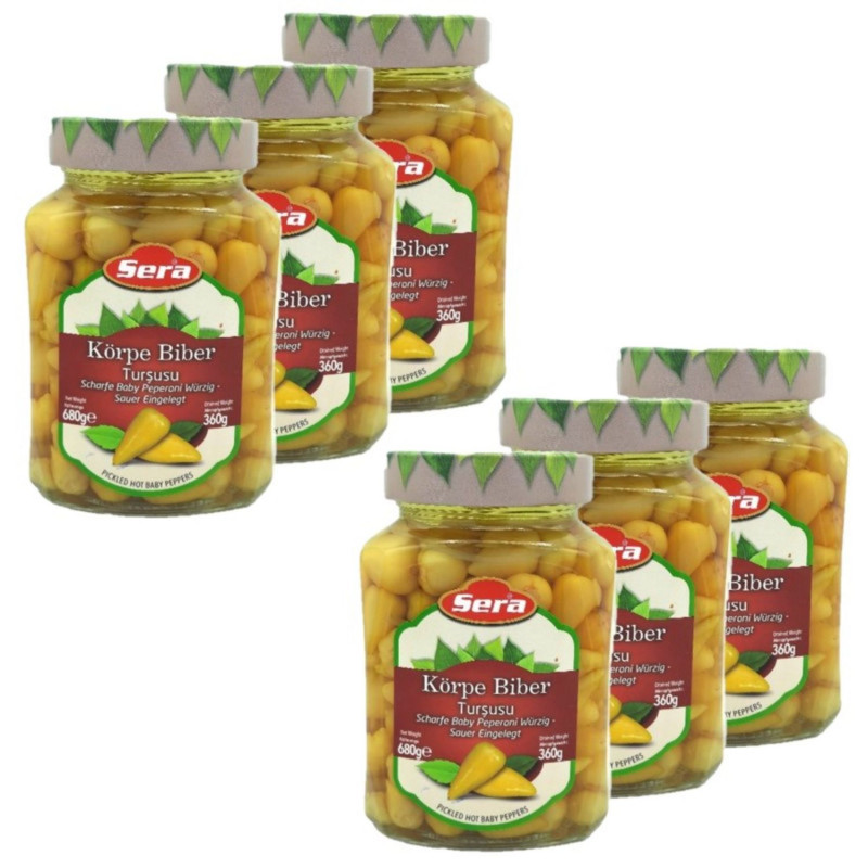 Lot 6x Petits piments forts marinés - Bocal 680g