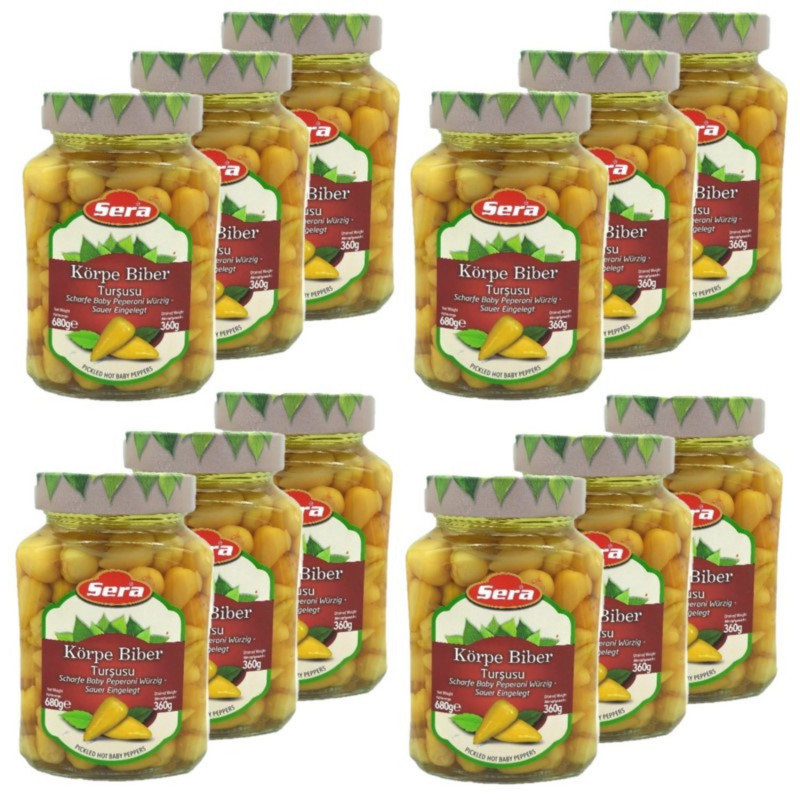 Lot 12x Petits piments forts marinés - Bocal 680g