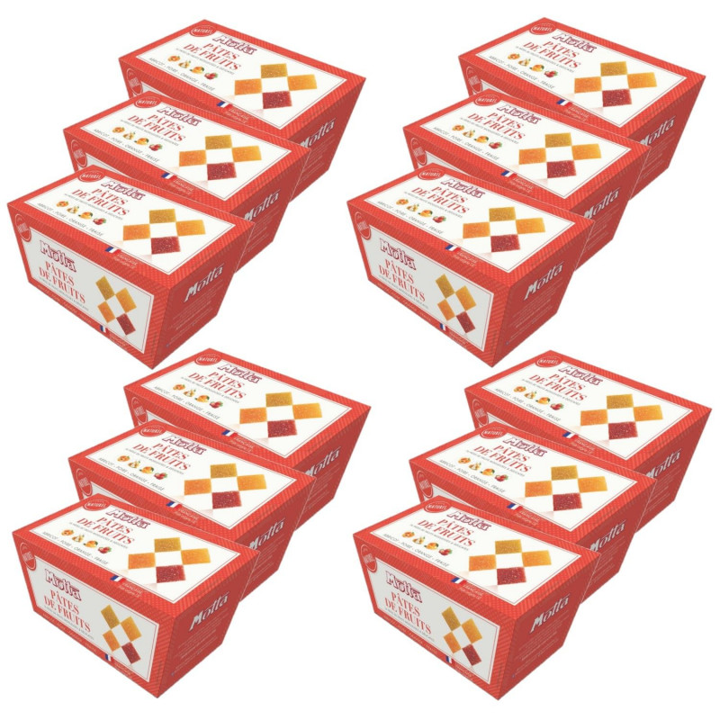 Lot 12x Ballotin 16 carrés de fruits - Boîte 200g