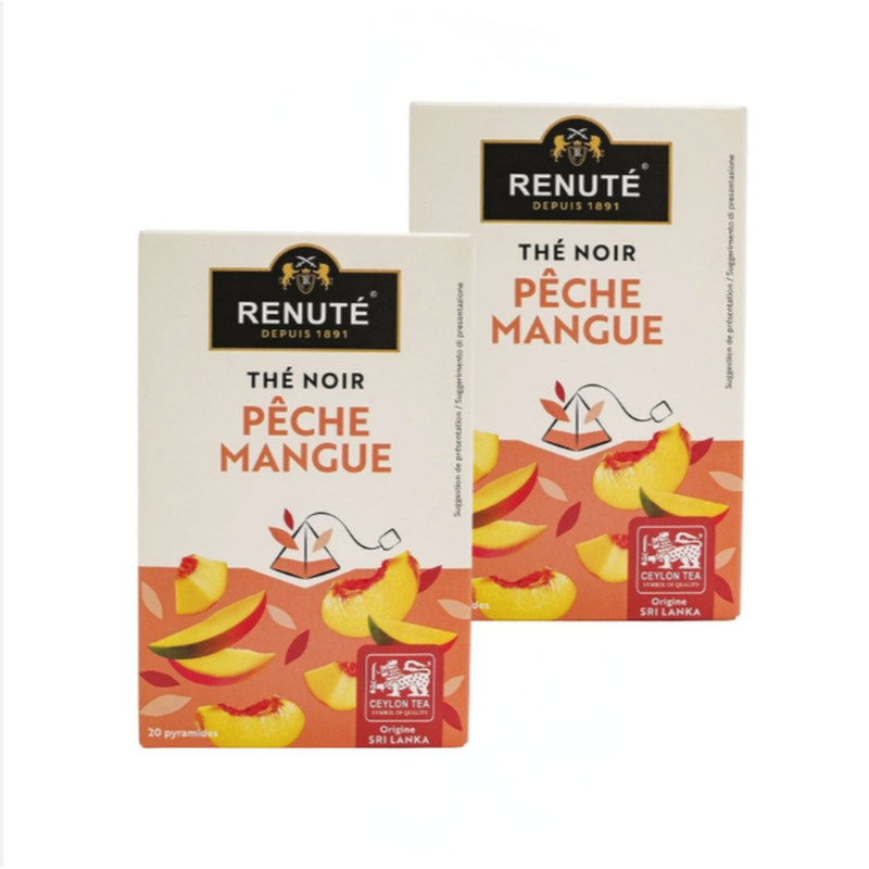 Lot 2x Thé noir à la pêche et à la mangue - Boîte 32g