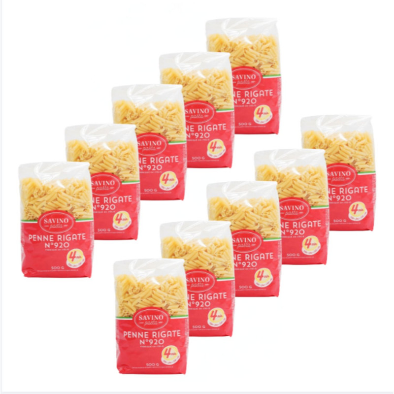 Lot 10x Pâtes mini Penne Rigate n°920 cuisson express - Paquet 500g