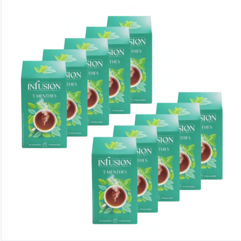 Lot 10x Infusion aux 3 menthes - Boîte 32g