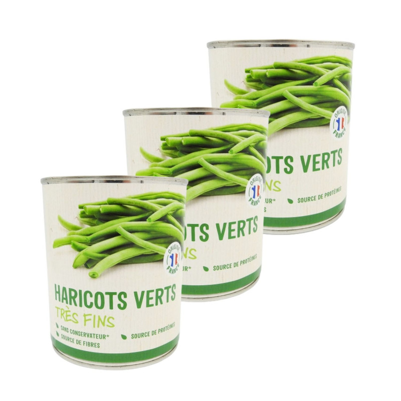 Lot 3x Haricots verts très fins - Conserve 800g