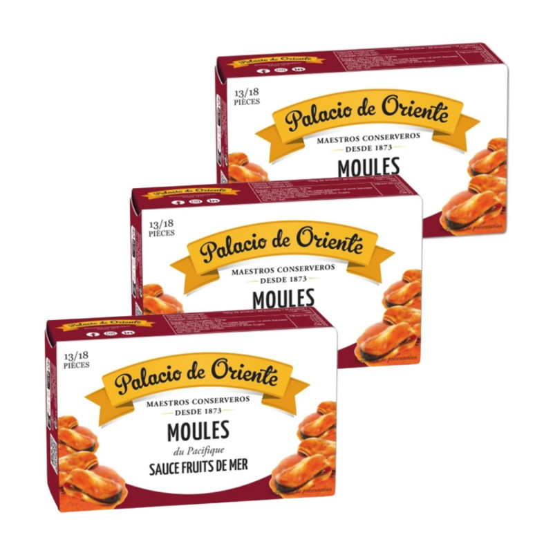 Lot 3x Moules à la sauce fruits de mer - Boîte 115g