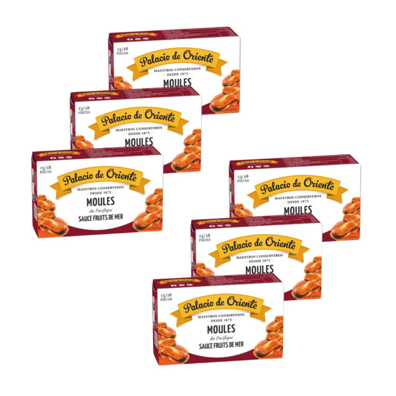 Lot 6x Moules à la sauce fruits de mer - Boîte 115g