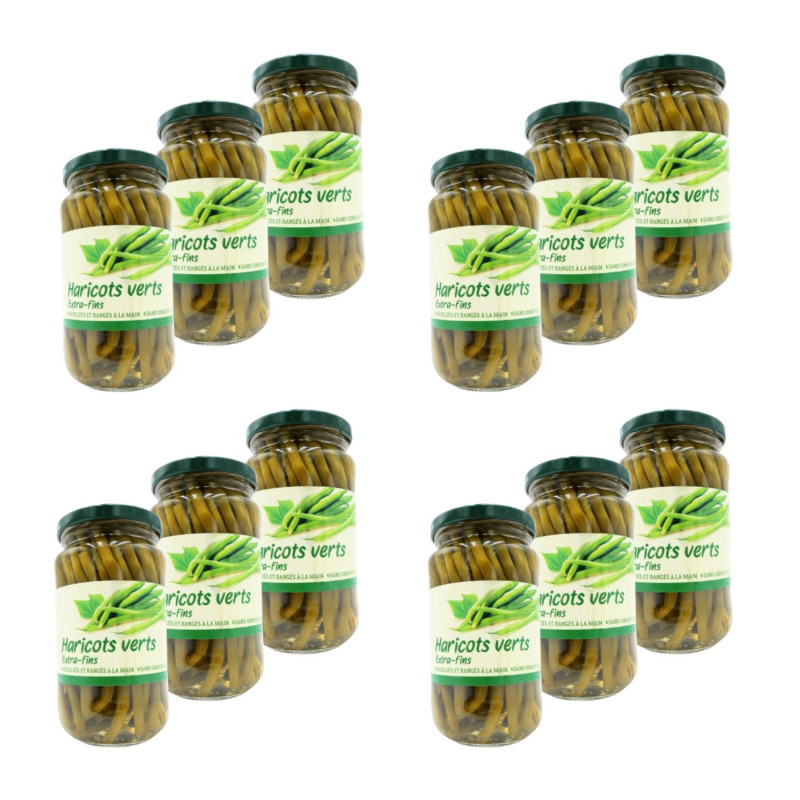 Lot 12x Haricots verts extra-fins - Bocal 330g