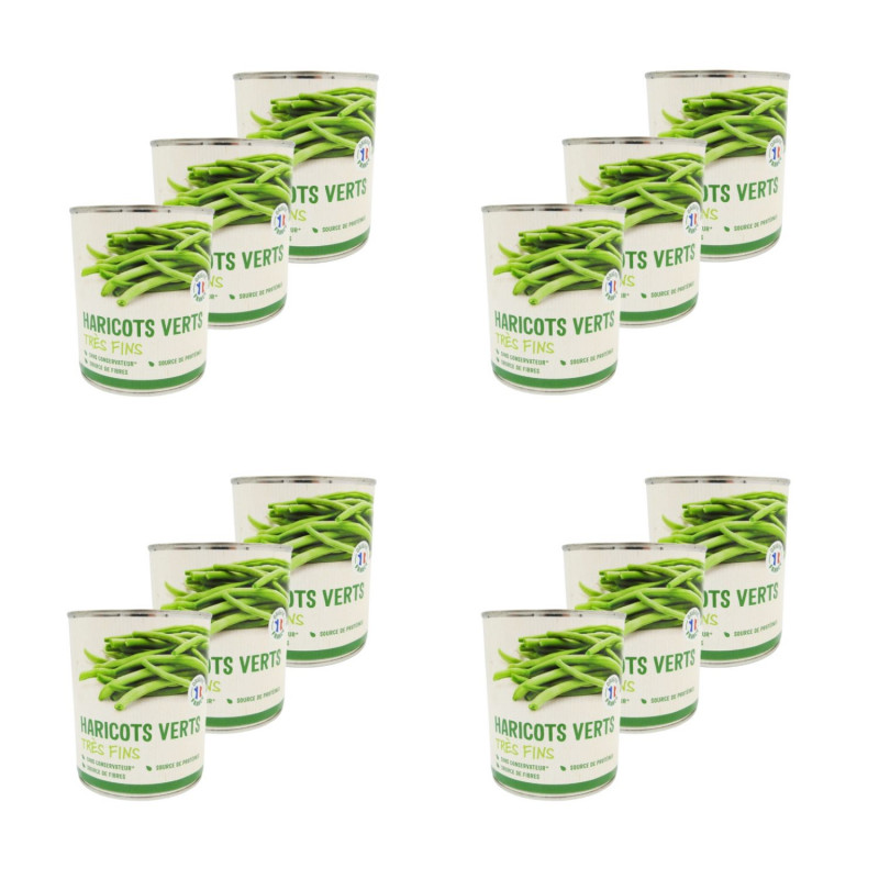 Lot 12x Haricots verts très fins - Conserve 800g