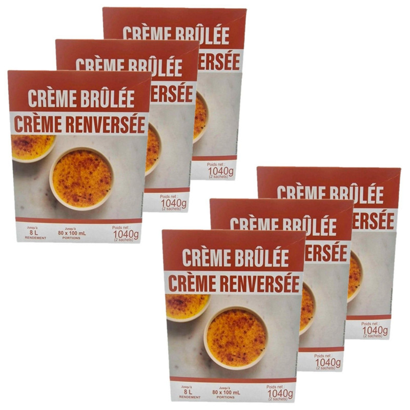 Lot 6x Préparation pour crème brulée ou crème renversée - 2 paquets de 520g - Boîte 1,04kg