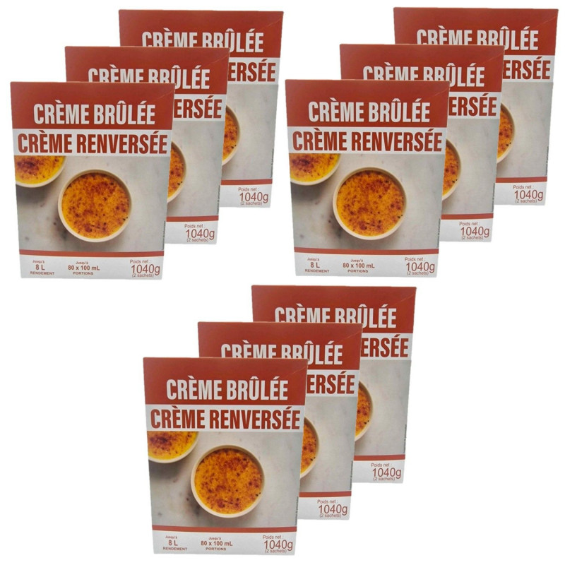 Lot 9x Préparation pour crème brulée ou crème renversée - 2 paquets de 520g - Boîte 1,04kg