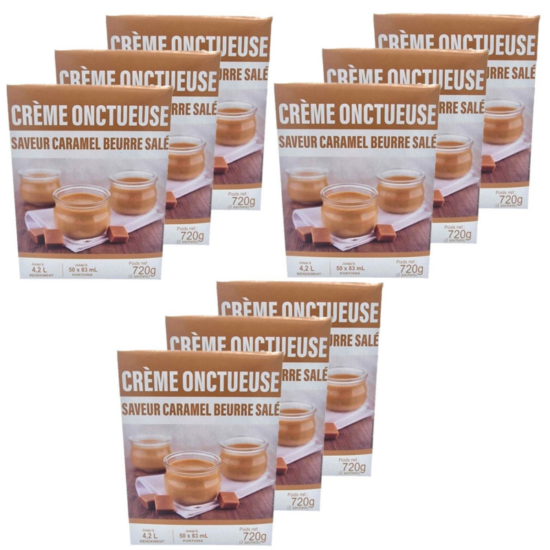 Lot 9x Préparation pour crème saveur caramel beurre salé - 2 paquets de 360g - Boîte 720g