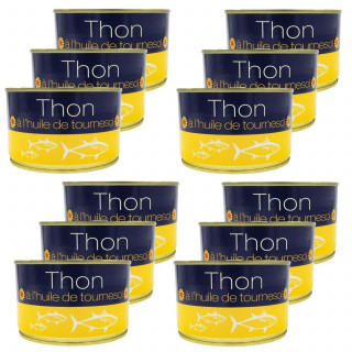 Lot 12x Thon entier à l'huile de tournesol - Conserve 260g