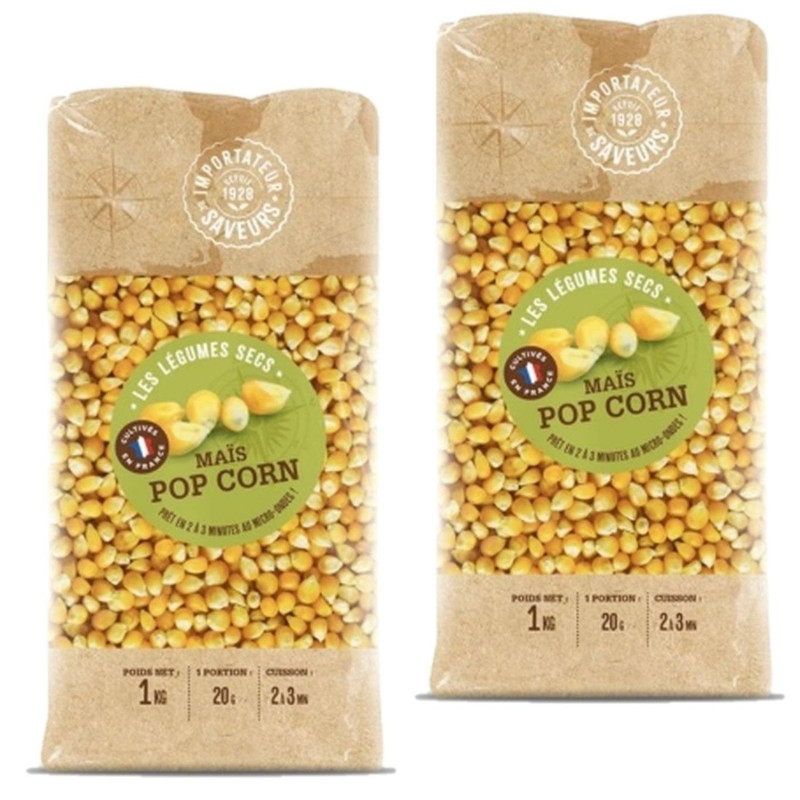 Lot 2x Maïs popcorn France - Paquet 1kg
