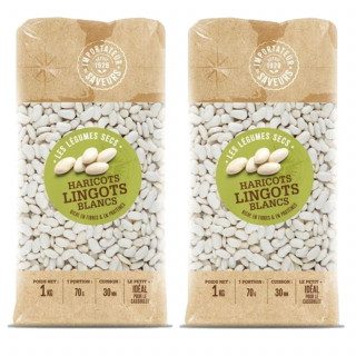 Lot 2x Haricots lingot blancs - Paquet 1kg