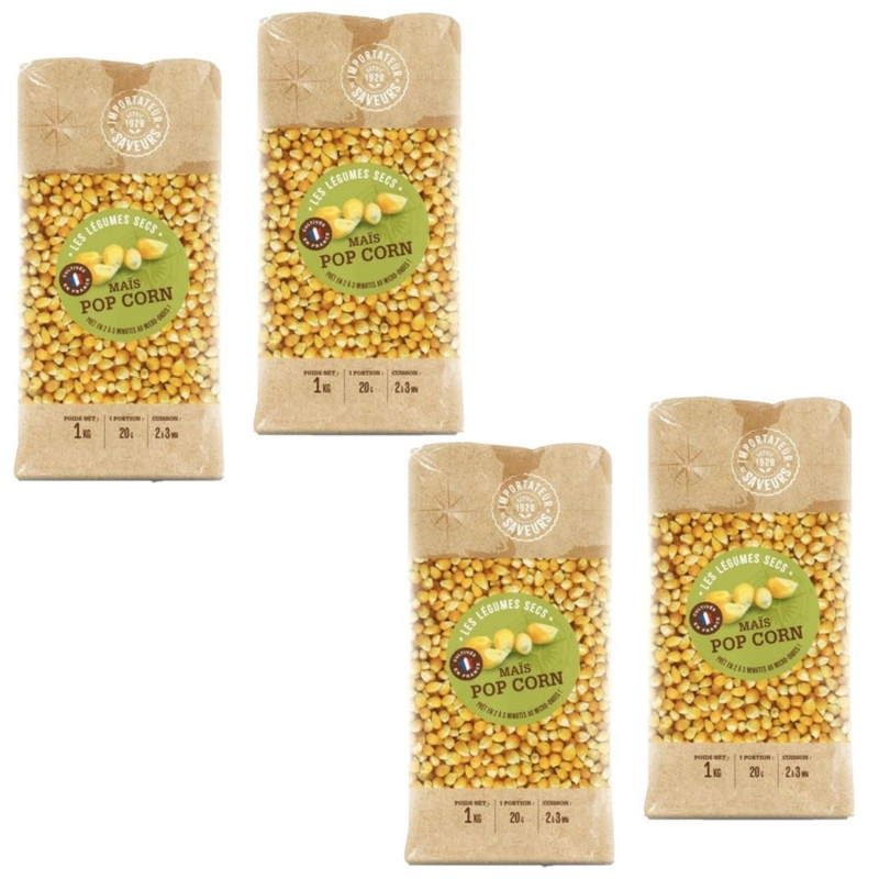 Lot 4x Maïs popcorn France - Paquet 1kg