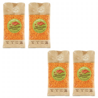 Lot 4x Lentilles corail - Paquet 1kg