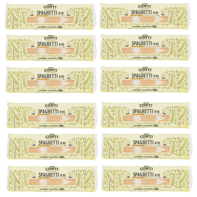 Lot 12x Pâtes italiennes Spaghetti n°05 - Paquet 500g