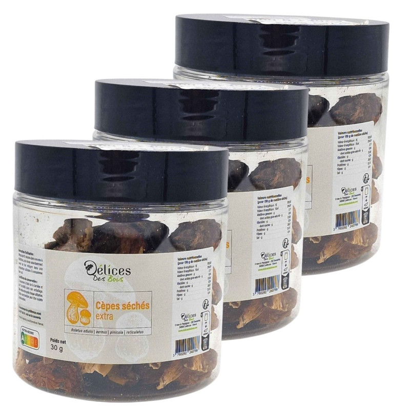 Lot 3x Cèpes extra séchés - Pot 30g