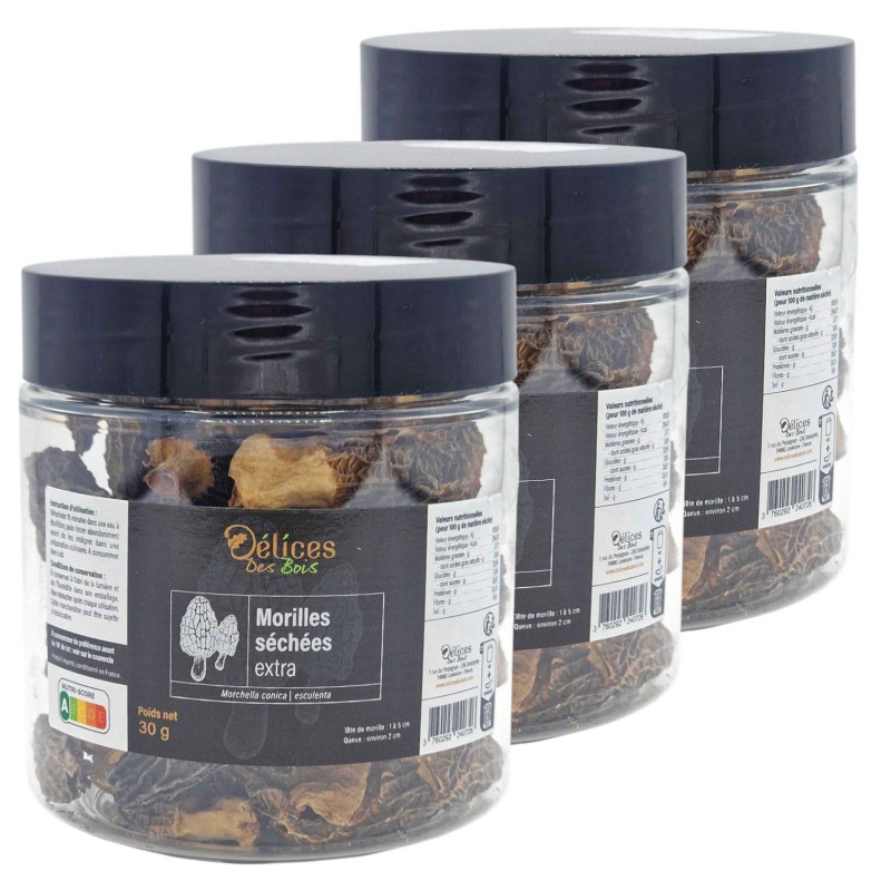 Lot 3x Morilles extra séchées - Pot 30g