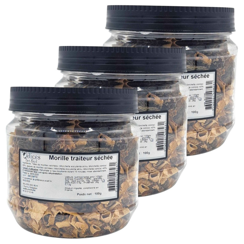 Lot 3x Morille traiteur séchée - Pot 100g