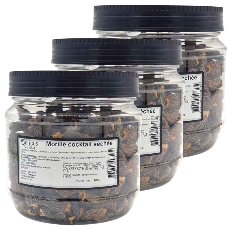 Lot 3x Mini morilles séchées - Pot 100g