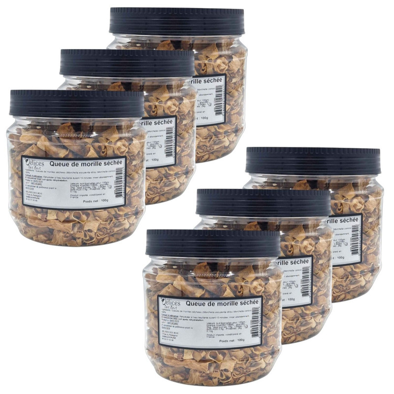 Lot 6x Queues de morilles séchées - Pot 100g
