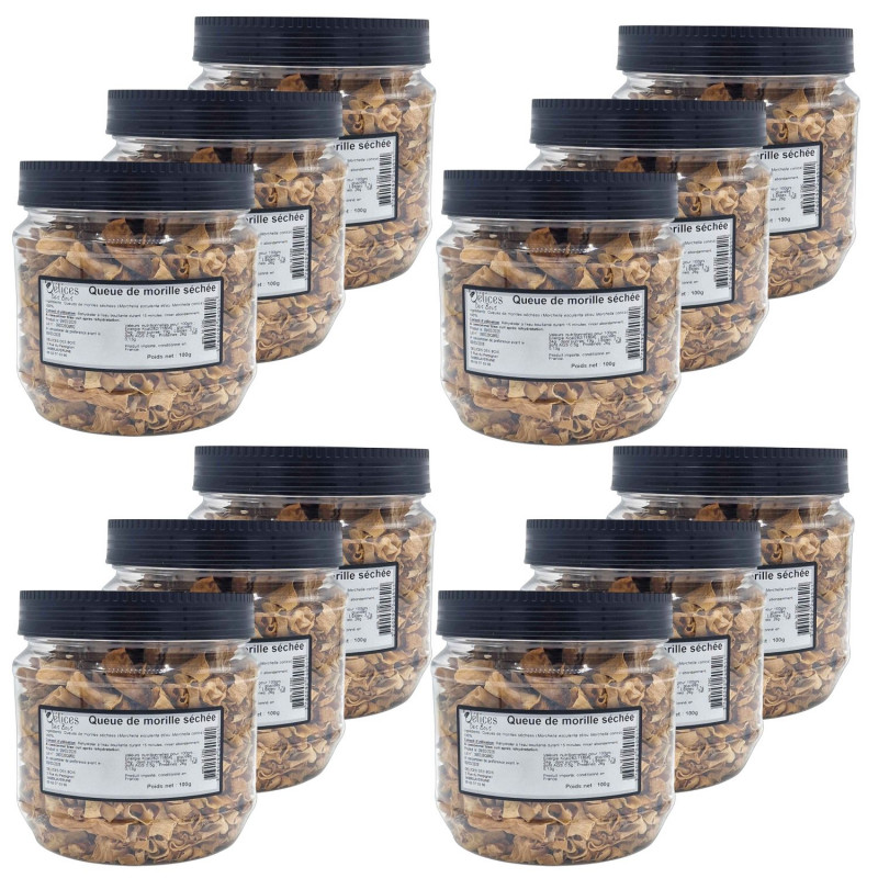 Lot 12x Queues de morilles séchées - Pot 100g