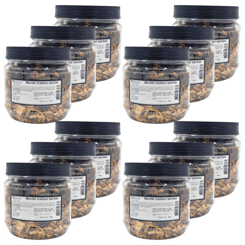Lot 12x Morille traiteur séchée - Pot 100g