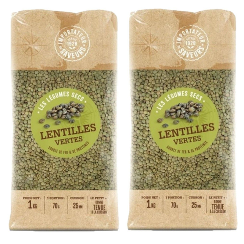 Lot 2x Lentilles vertes - Paquet 1kg