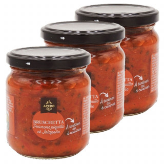 Lot 3x Bruschetta poivrons piquillo et jalapeño - Bocal 190g