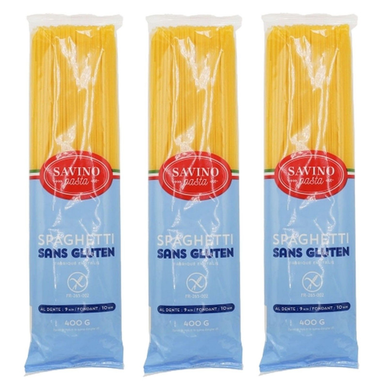 Lot 3x Pâtes Spaghetti - Sans gluten - Paquet 400g