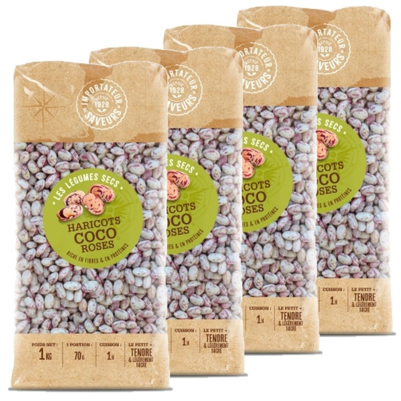 Lot 4x Haricots coco roses - Paquet 1kg