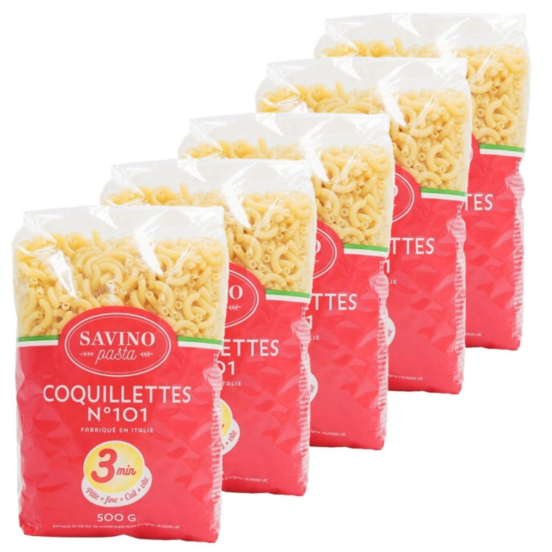 Lot 5x Pâtes Coquillettes n°101 cuisson express - Paquet 500g