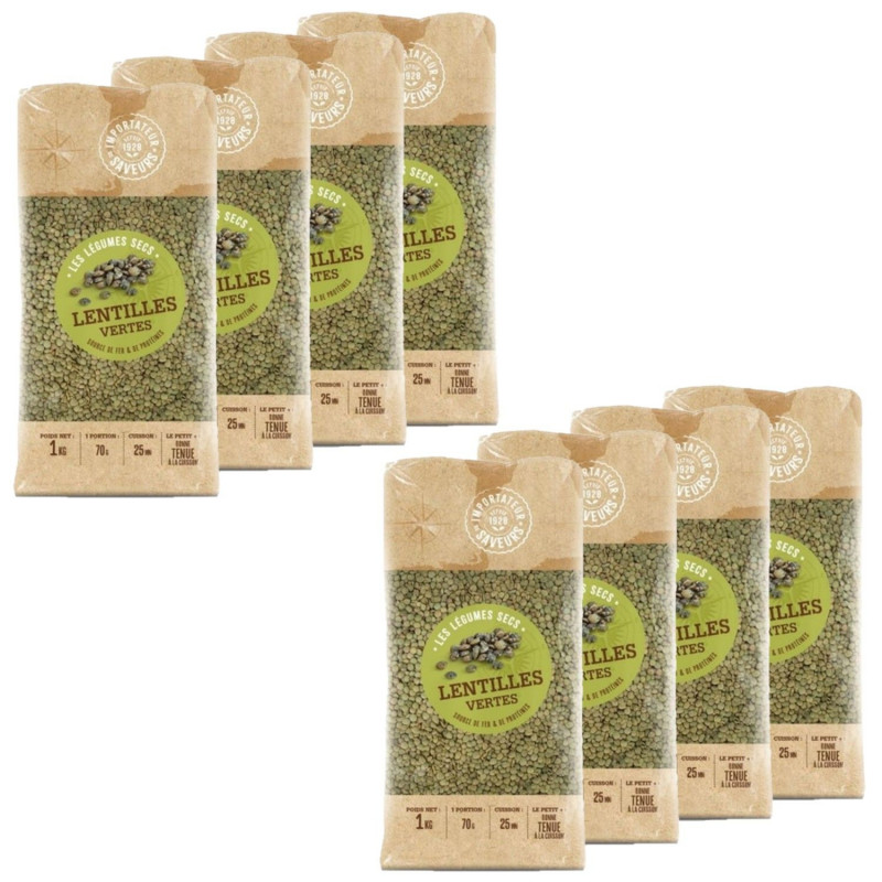 Lot 8x Lentilles vertes - Paquet 1kg