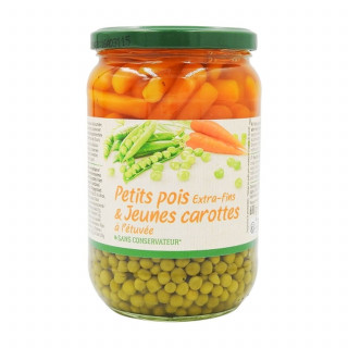 Lot 12x Petits pois carotte - Bocal 425g