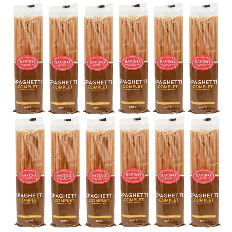 Lot 12x Pâtes Spaghetti au blé complet - Paquet 500g