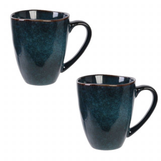 Lot 2x Mug design Au gré du temps - 300 ml - Bleu