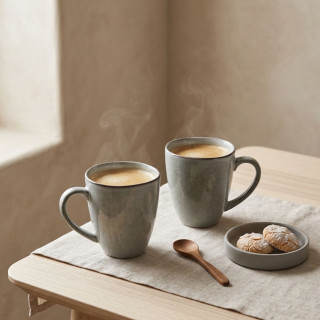 Lot 2x Mug design Au gré du temps - 300 ml - Gris