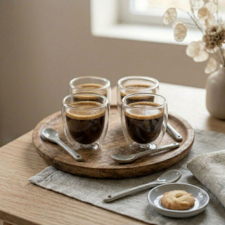 Lot 2x 2 Tasses à café double paroi - Verre